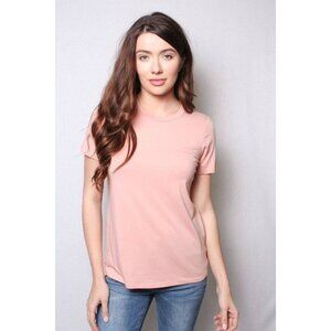 Zutter Womens Short Sleeve Basic T-Shirt Comfy Fit Soft Pink USA Made Cotton Ble